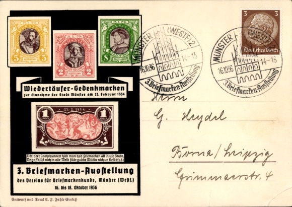 Ak Münster in Westfalen, 3. Briefmarken-Ausstellung