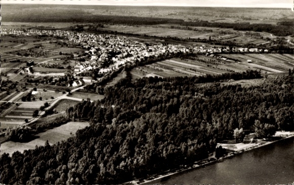 Postcard Neuburg am Rhein Pfalz, total view, aerial view