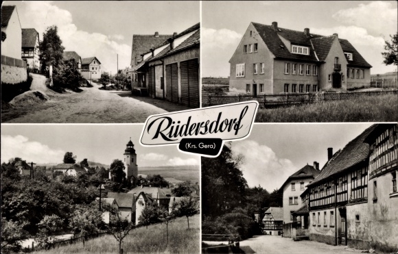 Postcard Rüdersdorf Kraftsdorf in Thuringia, street section, panorama, housing estate