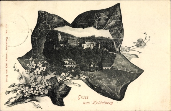 Ivy leaf passe-partout PC Heidelberg am Neckar, view of the castle