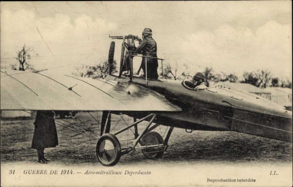 CPA Guerre de 1914, Aero-mitrailleuse Deperdussin