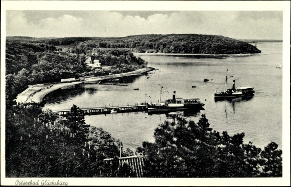 Postcard Glücksburg on the Baltic Sea, pier