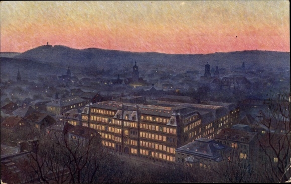 PC Stuttgart in Württemberg, evening mood, building d. General German Insurance Association