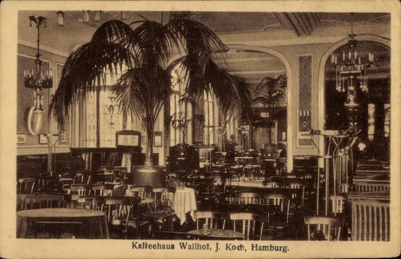 Postcard Hamburg Nord Hohenfelde, Caféhaus Wallhof, interior view