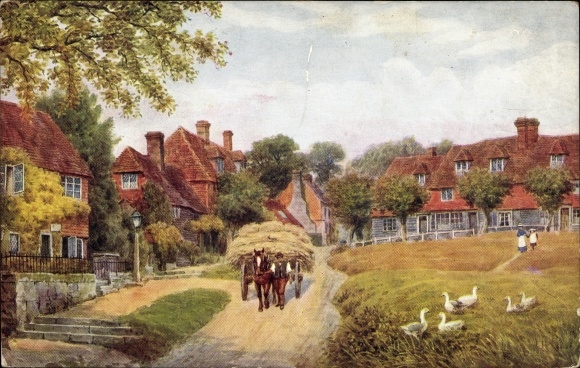 Artist Postcard Quinton, Groombridge East Sussex England, Village