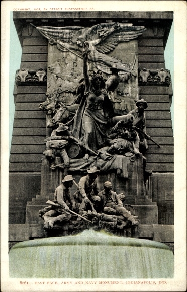 Ak Indianapolis Indiana USA, East Face, Army and Navy Monument