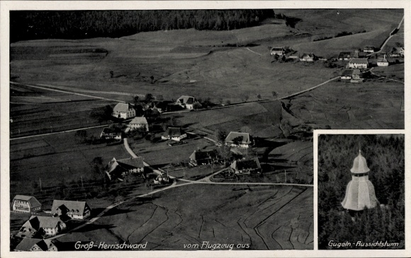 Postcard Großherrischwand Herrischried am Hotzenwald, aerial photography, Gugeln, observation tower