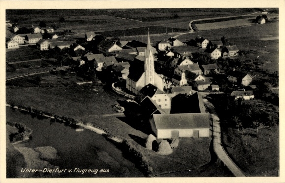 Postcard Unterdietfurt Lower Bavaria, aerial photograph