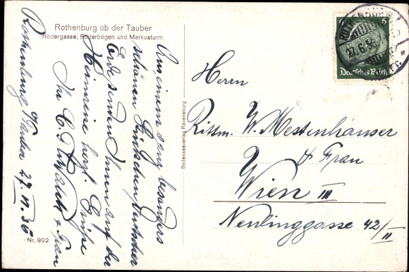 Artist PC Marschall, V., Rothenburg ob der Tauber, Rödergasse, Röderbogen, St. Mark's Tower