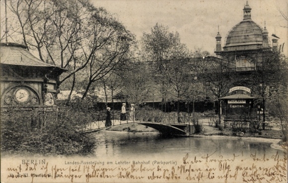 Ak Berlin Tiergarten Moabit, Landes-Ausstellung am Lehrter Bahnhof, Parkpartie