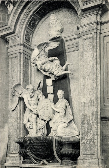 Postcard Bruxelles Brussels, Spinola Mausoleum, angel, statue, tomb, sculptures