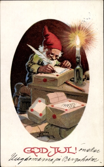 Artist PC Nyström, Jenny, Congratulations Christmas, dwarf with gifts