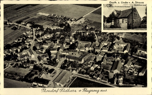 Postcard Thondorf Augsdorf, aerial photograph, Gasth. Zur Linde