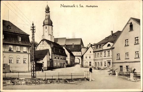 PC Neumark in Saxony, market square, church tower