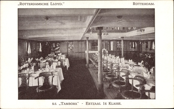 Ak Koninklijke Rotterdamsche Lloyd, KRL, SS Tambora, Eetzaal 1e klas