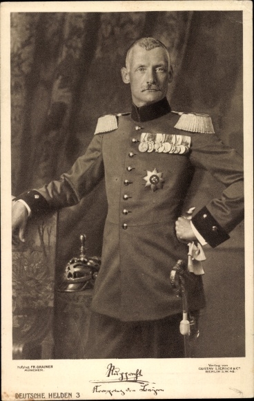 Ansichtkaart Kroonprins Rupprecht van Beieren, winnaar in Lotharingen, portret in uniform
