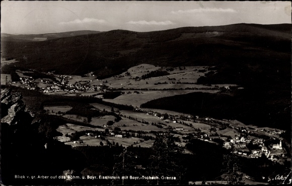 Postcard Bayerisch Eisenstein in Lower Bavaria, view from the Großer Arber, Böhmisch Eisenstein