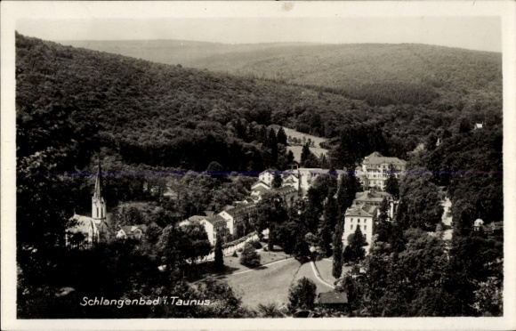 Postcard Snake Bath in the Taunus Hesse, view from. Wilhelmsfelsen, panorama