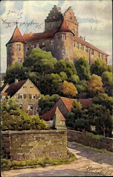 Artist PC Marschall V., Meersburg on Lake Constance, castle