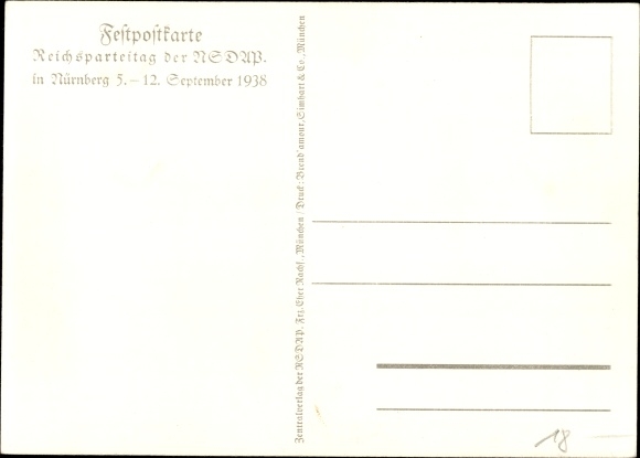Postcard Reich Party Rally of the NSDAP Nuremberg 1938