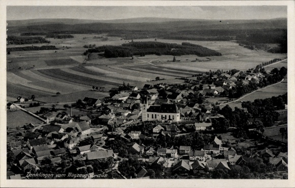 Postcard Denklingen in Swabia Upper Bavaria, aerial photograph