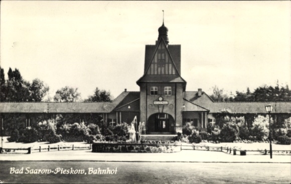 Postcard Pieskow Bad Saarow in der Mark, train station