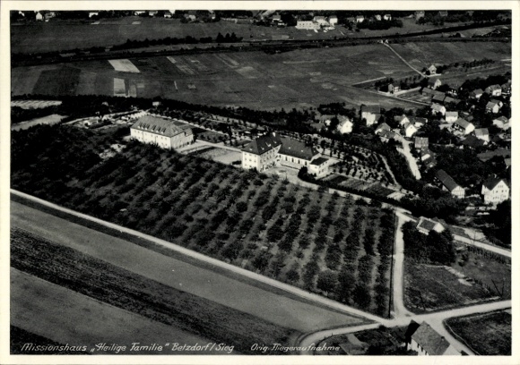 Postcard Betzdorf an der Sieg, aerial photograph, Mission House Holy Family