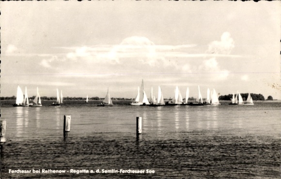 Postcard Ferchesar in Havelland, regatta on the Semlin-Ferchesarer Lake
