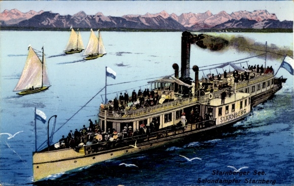 Postcard Salondampfer Starnberg on Lake Starnberg