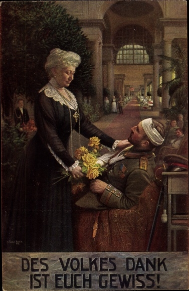 Artist PC Fischer, The people&#39;s thanks are certain, Empress Auguste Viktoria visits a war veteran