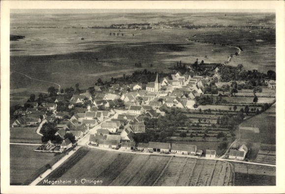 Postcard Megesheim near Oettingen Swabia, aerial photograph
