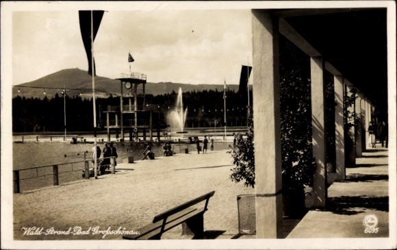 Postcard Großschönau, forest lido