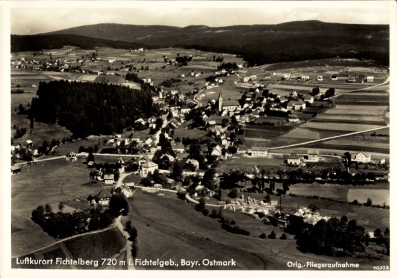 Postcard Fichtelberg in the Fichtelgebirge Upper Franconia, aerial photograph