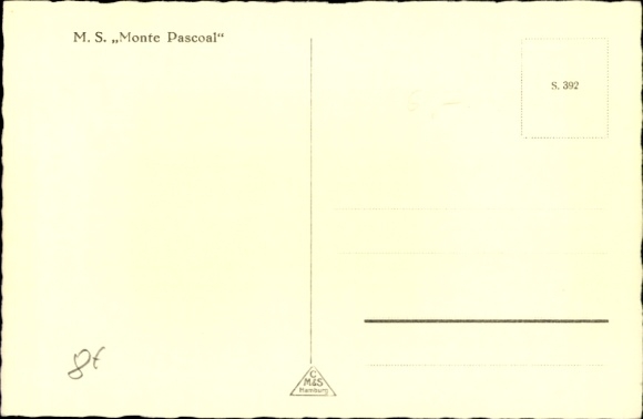 Postcard passenger ship MS Monte Pascoal, HSDG, engine room