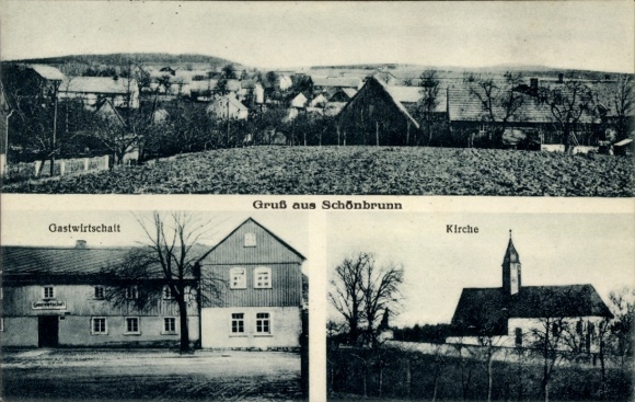 Postcard Schönbrunn Bischofswerda in the district of Bautzen, restaurant, A. Schuster