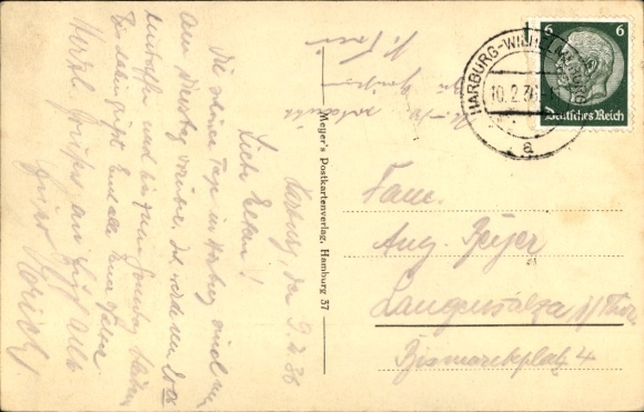 Postcard Hamburg Harburg Wilhelmsburg, Center House