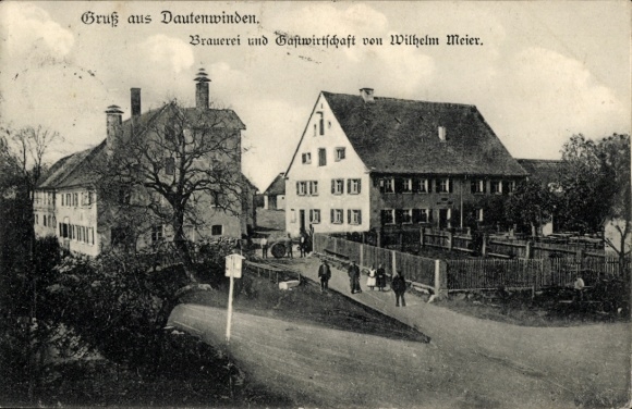 Postcard Dautenwinden Ansbach in Middle Franconia Bavaria, Brewery Wilhelm Meier, Inn