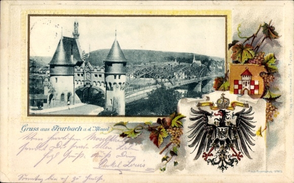 Präge Wappen Ak Traben Trarbach an der Mosel, Moselbrücke