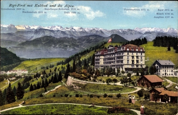 KP Rigi Pierwszy kanton Schwyz z Kaltbad i Alpami