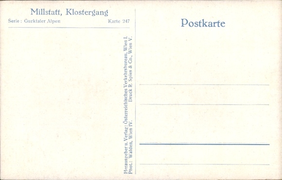 Postcard Millstatt am See Carinthia, monastery, tree, columns, Gurktal Alps