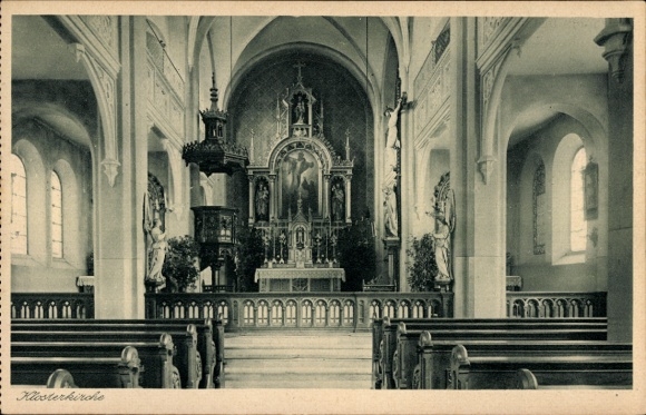 Postcard Zangberg in Upper Bavaria, Educational Institute St. Joseph of the Salesian Sisters, Monastery Church