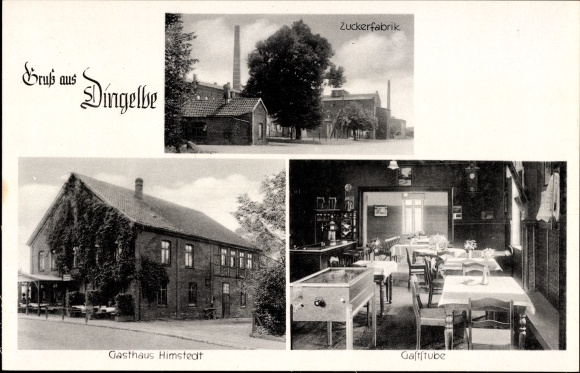 Postcard Dingelbe Schellerten in Lower Saxony, sugar factory, Himstedt inn