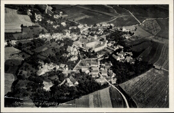 Postcard Schweinspoint Marxheim in Swabia Bavaria, aerial photograph