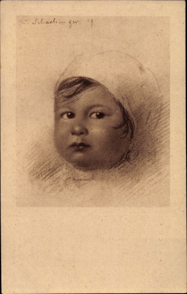 Artist PC Schachinger, Walther, child portrait, sanguine drawing