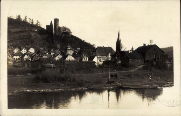 Postcard Gemünden am Main Lower Franconia, partial view, Saale