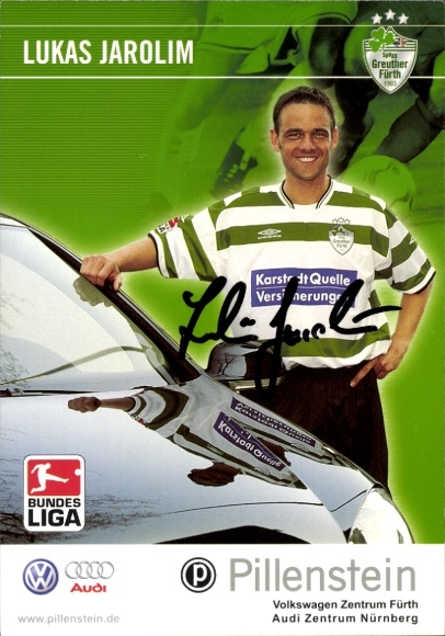 Autograph card footballer Lukas Jarolim, SpVgg Greuther Fürth, autograph