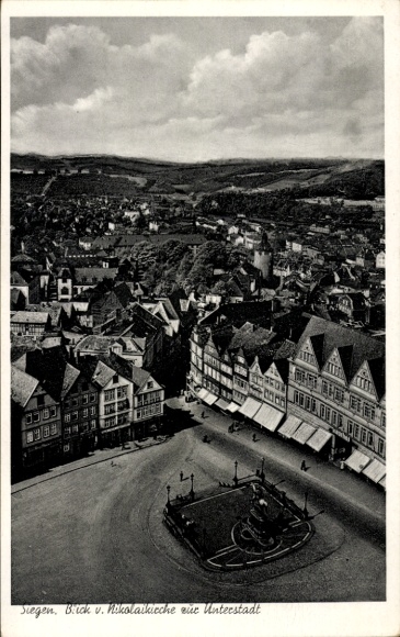Postcard Siegen in Westphalia, view from Nikolaikirche