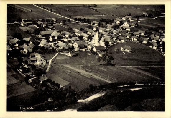 Postcard Ebenhofen Biessenhofen in the Ostallgäu, aerial photograph