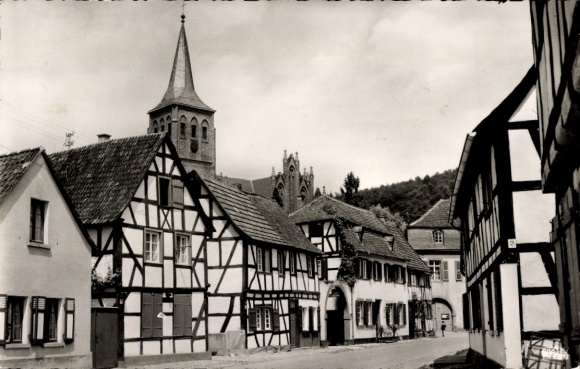 Postcard Bad Bodendorf Sinzig am Rhein, Ahr, partial view, half-timbered houses, church tower