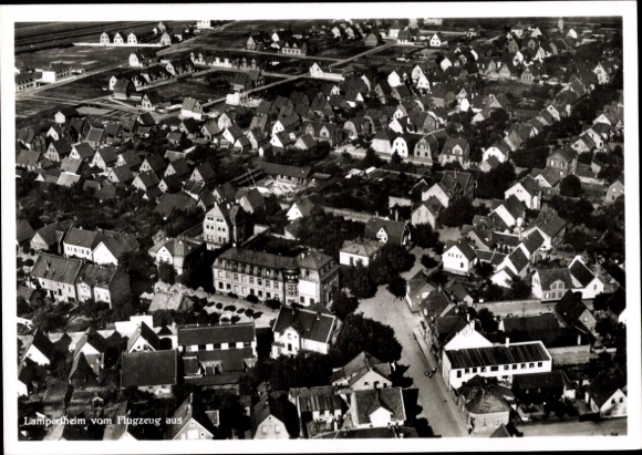 Postcard Lampertheim am Rhein Hessen, aerial photograph